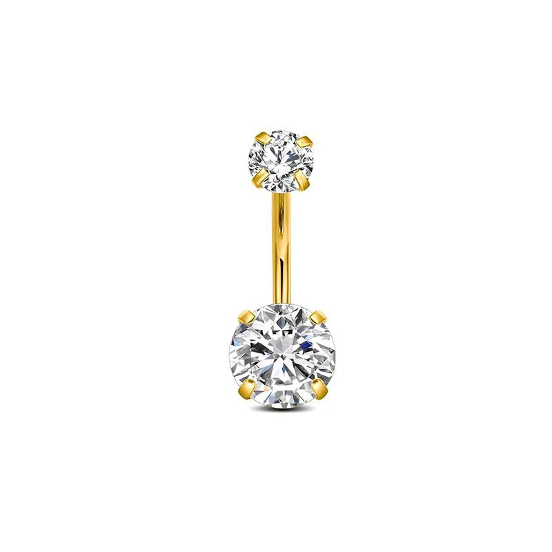 1-Piece Gold Round Belly Button Ring, Stainless Steel, Unisex, Personalized Piercing Jewelry