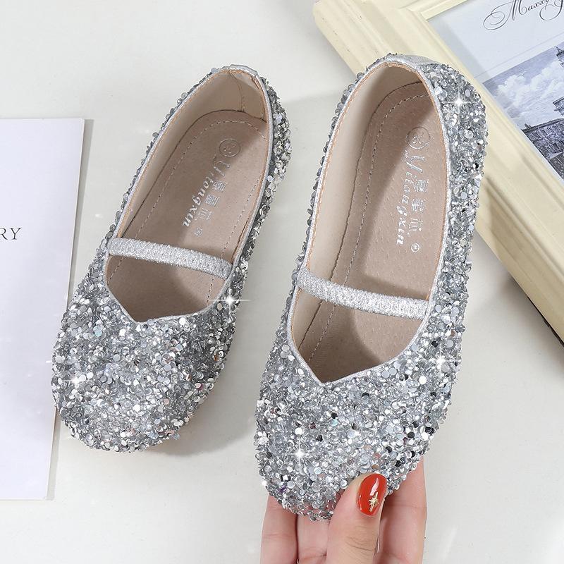 

Spring And Autumn Newest Girls Princess Leather Shoes Children S Single Shoes Toddler Shoes Soft Soled Dancing Shoes Silver 23