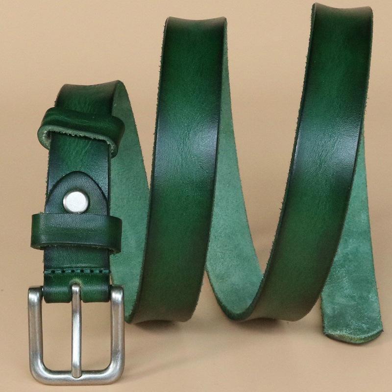 Vintage Leather Belt Genuine Leather Denim Top Layer Cowhide Women's Belt Korean Style Casual Thin Pin Buckle Belt