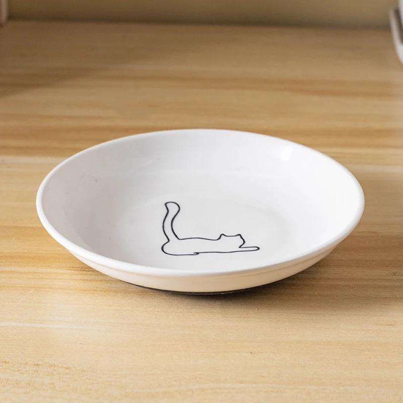 Ceramic Pet Kitten Food Bowl Canned Snacks Dinner Plate Small Anti-slip Cat Plate Household Accessories Creative Pet Food Bowl