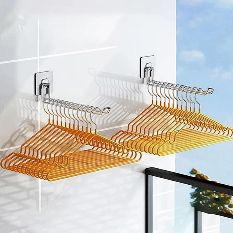Versatile Wall-Mounted Hanger Storage Space-Saving Foldable Clothes Hanger Rack Windproof Anti-Slip Organizer