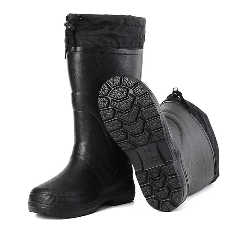 Fashion Winter Men Rain Boots High Rain Boots Platform Snow Boots Windproof Cotton Winter Warm Slip On Shoes for Men New Zapatos Mujer