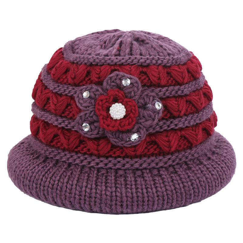The Elderly Winter Hat Women's Grandmother Mother Elderly Thermal Hat Middle-aged Elderly Plush Wool Old Lady Cotton Hat