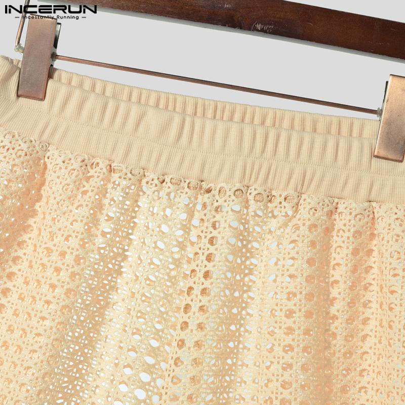 INCERUN Zweiteilige Herren Hollow Ärmellose Tanktops und Shorts Strandoutfits Sets 2PCS