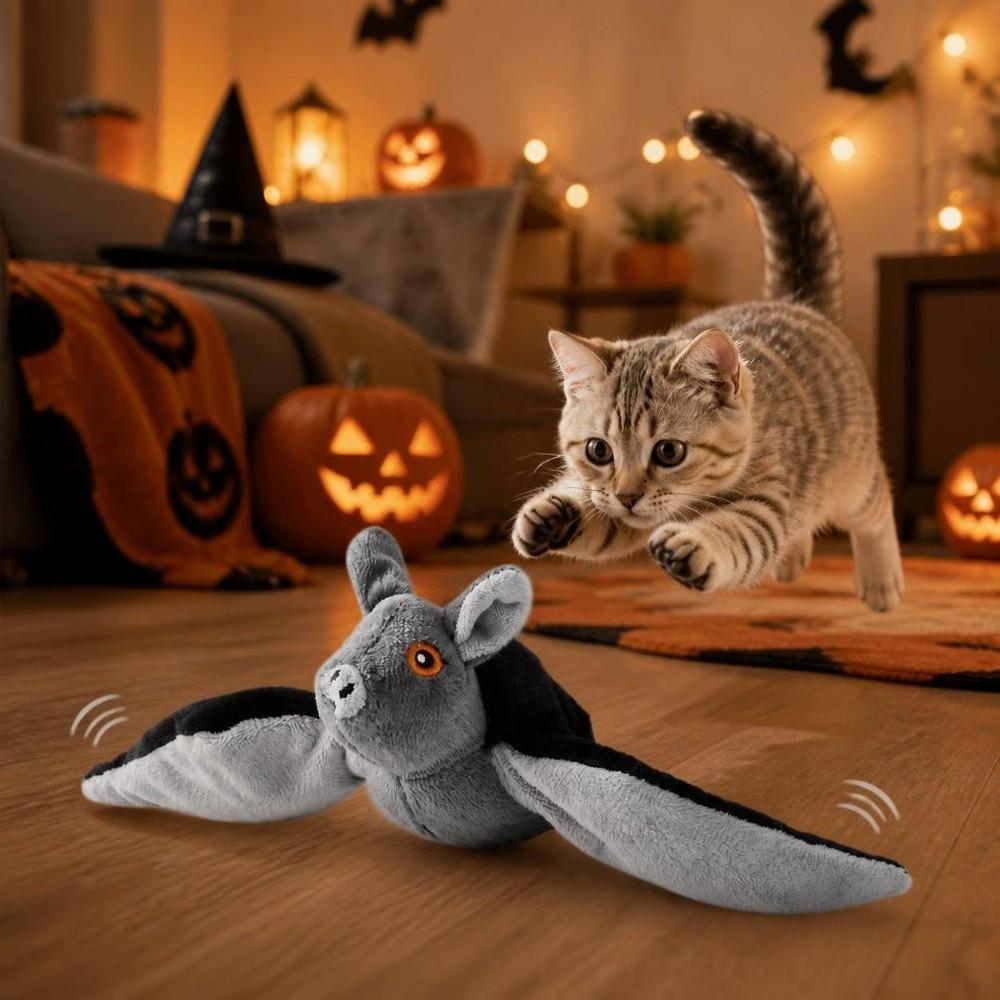 Giocattoli Interattivi per Gatti a Forma di Pipistrello Peluche Pipistrello Senza Volo e Cinguettii Giocattolo Ricaricabile USB Giocattolo Creativo per Stuzzicare Animali Domestici Uso Interno