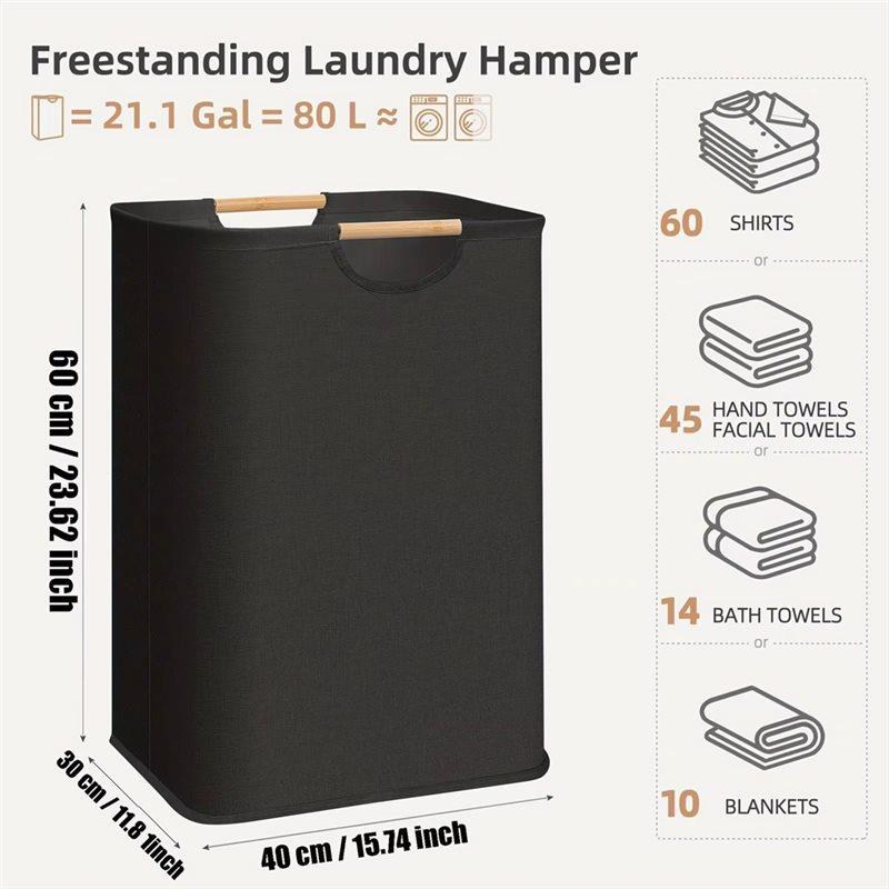 M-Modern-Waterproof Liner Foldable Clothes Hamper 80L Laundry Basket Organizer With Handles Large Capacity For Blanket Bath Towe