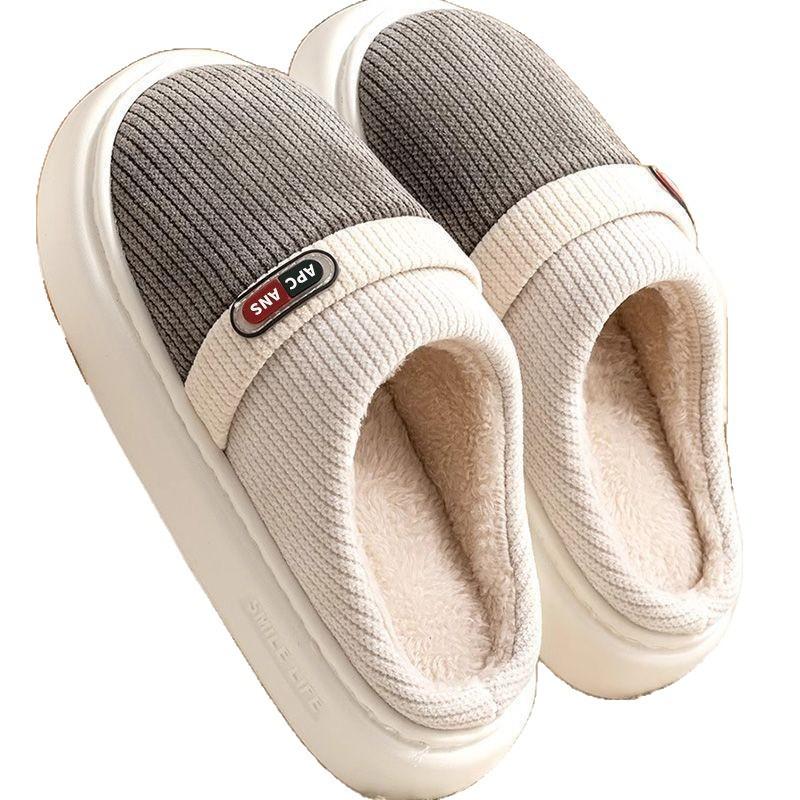 Thick-bottomed cotton slippers autumn and winter 2025 new indoor home warm and velvet durable, light and non-slip