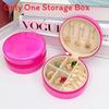 Jewelry Storage Box Round Portable Pu Leather With Laser Pattern For Gift And Organization