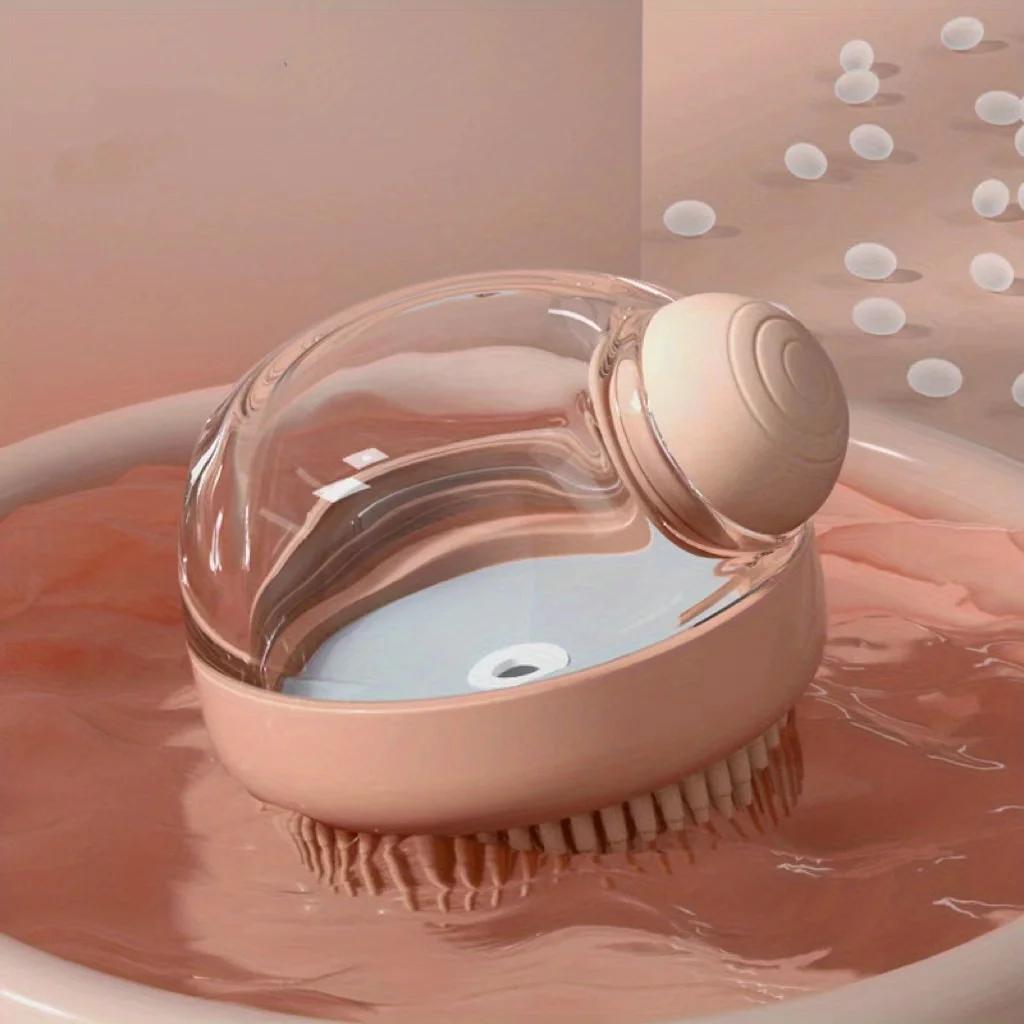 

Силиконовая щетка для купания домашних животных с дозатором мыла - Мягкий массаж для собак и кошек, простое решение для купания и ухода розовый