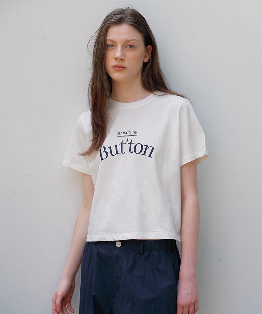 BUT'TON Logo Crop T-Shirts (Ivory)