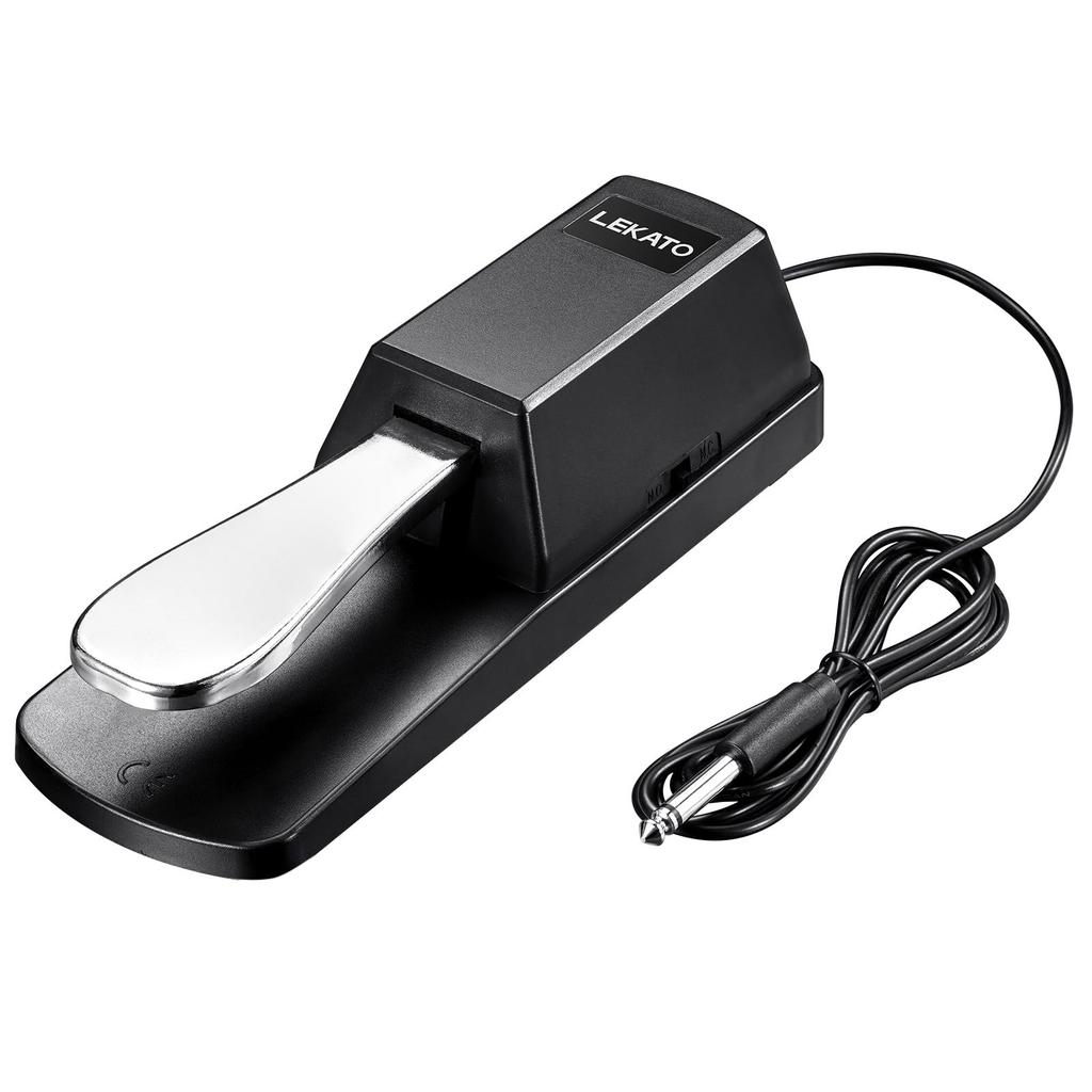 Sustain Pedal Foot Pedal Switch for Keyboards, MIDI, Digital Pianos, Universal Piano Pedal with Polarity Switch, 1/4" 6.35mm Input Plug, Black