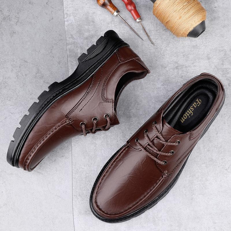 Genuine Leather Oxford Shoes Men Warm Plush Fur Winter Shoes Soft-soled Male Casual Shoes Fashion Light Business Dress Sneakers