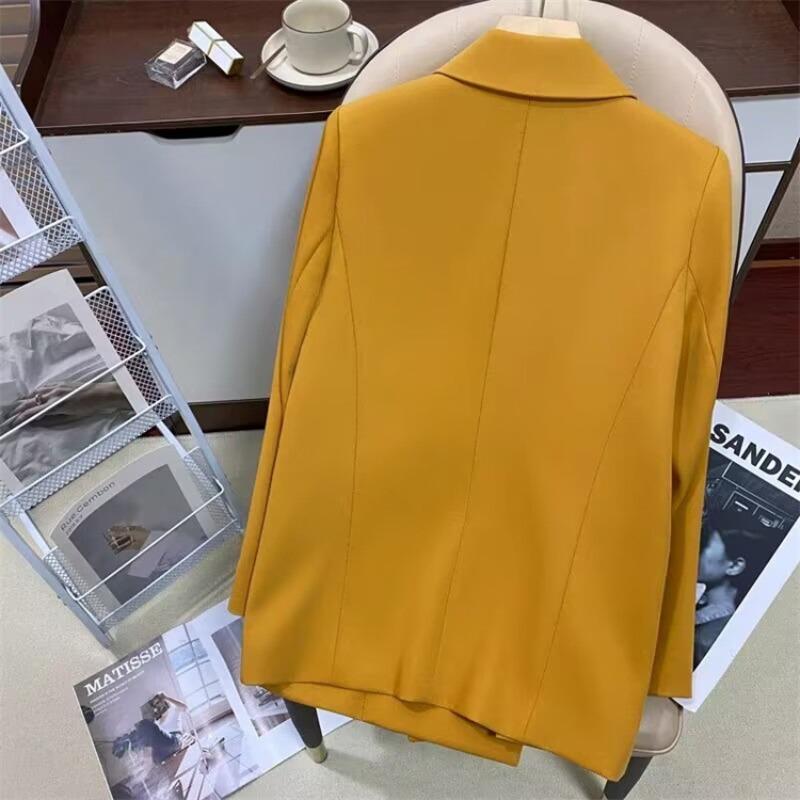Damedressjakke for vår høst nisje dameklær pendling mote enkel oransje farge