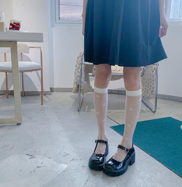 Women's Summer Transparent Polka Dot Mid-Tube Socks - Japanese College Style Core-Spun Silk