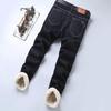 Lammwolle vergrößerte verdickte Winterabschnitt Jeans Herren Slim kleine gerade Stretch Business Casual Denim Herrenhose