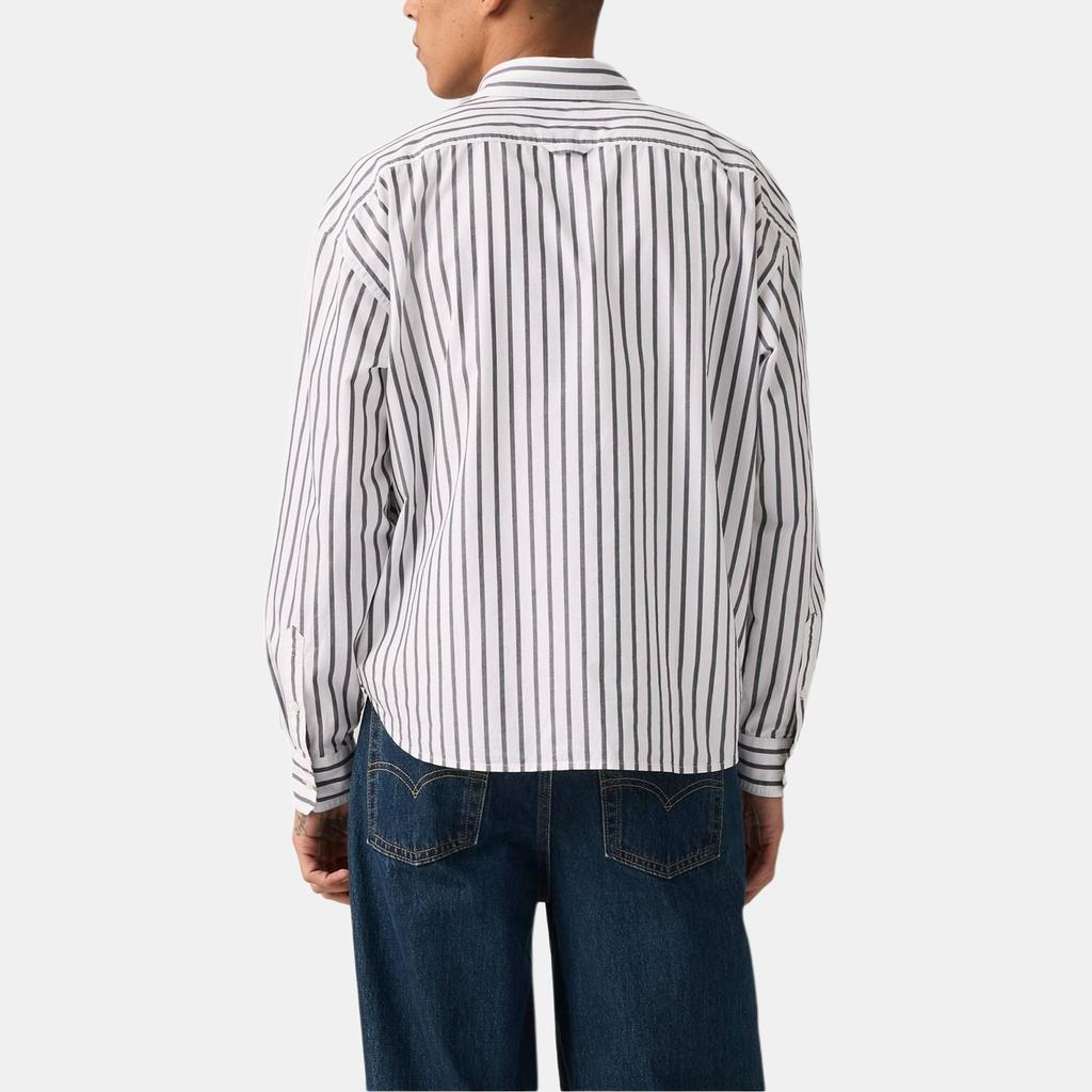 Levis Loose Comfortable Striped Breathable Short Button Long Sleeve Shirt Men Shirts 004GC-0002