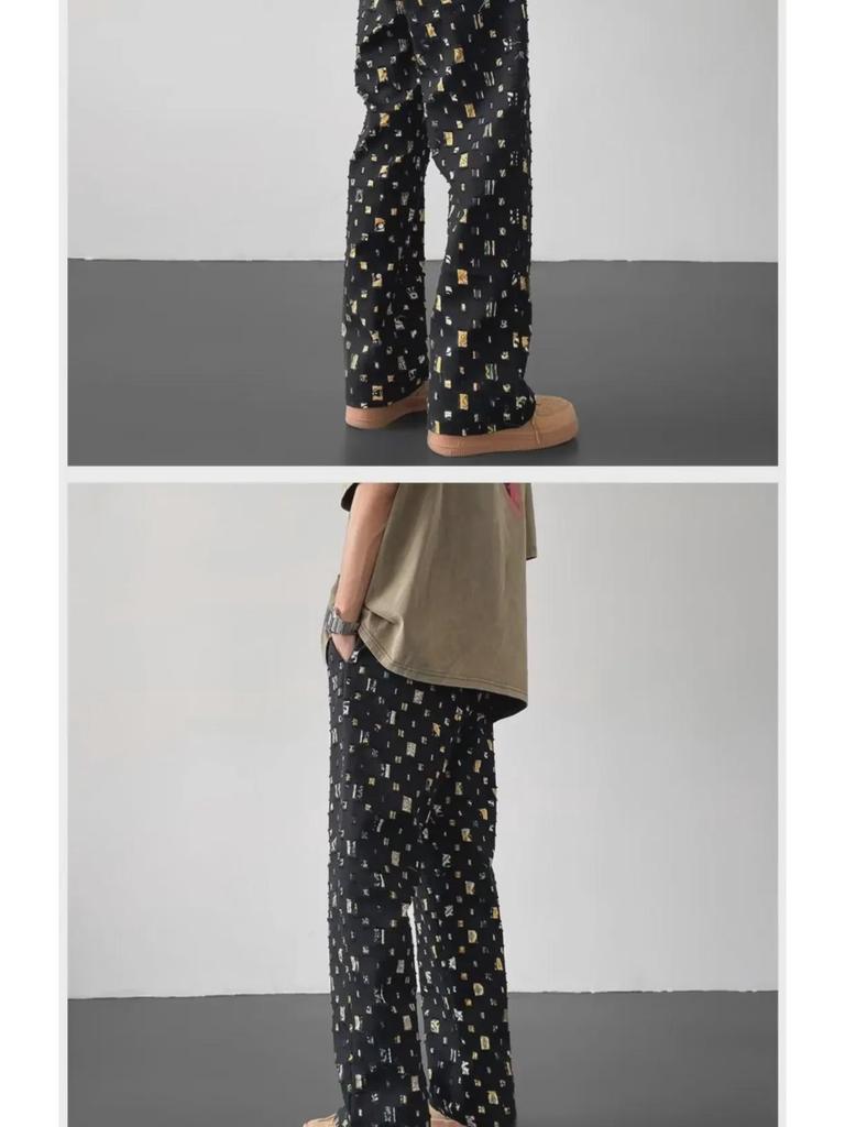 Men's Summer Plaid Casual Pants with Hollow Design - Loose, Straight, High-Street Style