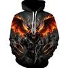 Autumn American Men's Halloween Skeleton Wings Printed Comfortable Soft Hoodie Outdoor City Party Casual Top
