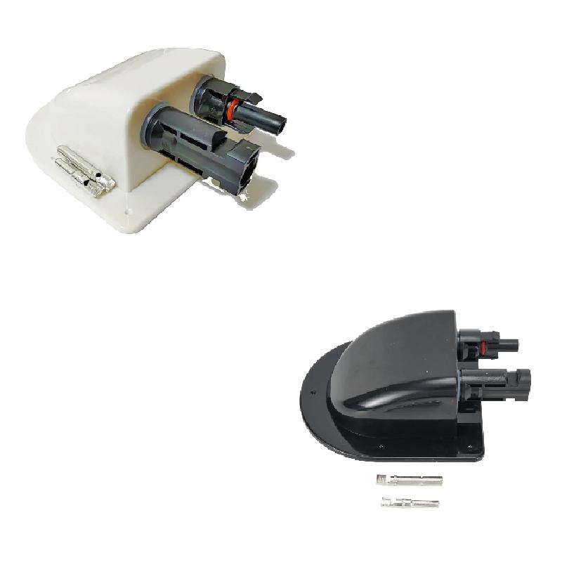 

Waterproof Solar Connector Dual Hole Wire Cable Entry Sealing Box Curved Cable Connector for RV Caravan RV Boat чорний