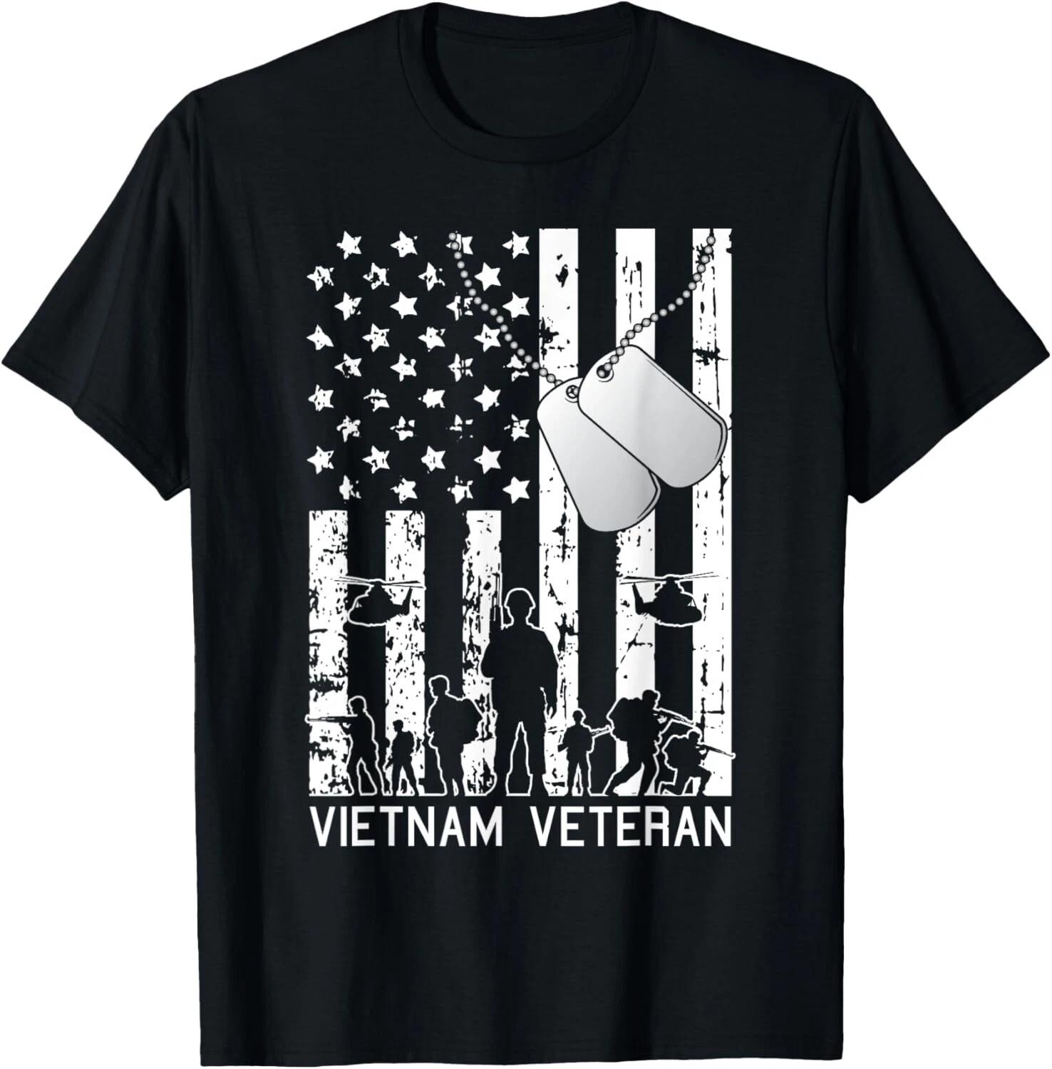 Vietnam Veteran Cool American Flag Military Army Soldier Gift Unisex T-Shirt S