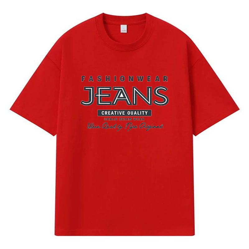2026 Fashionwear Jeans Printed Graphic Street Trend Y2k Harajuku 100% Cotton T Shirt Casual Oversized Men's T-shirt