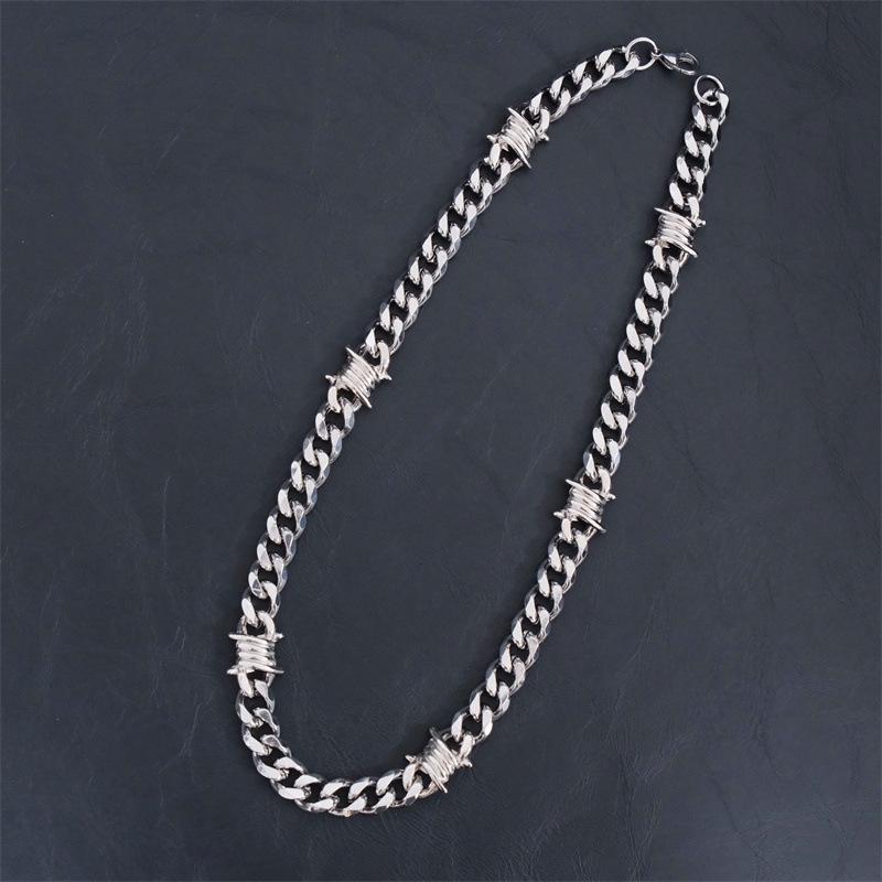 2024 Thorn Cuban Chain Titanium Steel Hip-Hop Necklace - Punk Knotted Stainless Steel