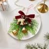 Creative Christmas Bell Pendant 3D Velvet Bow Xmas Tree Pendant Crisp Sound with String Christmas Hanging Decorations