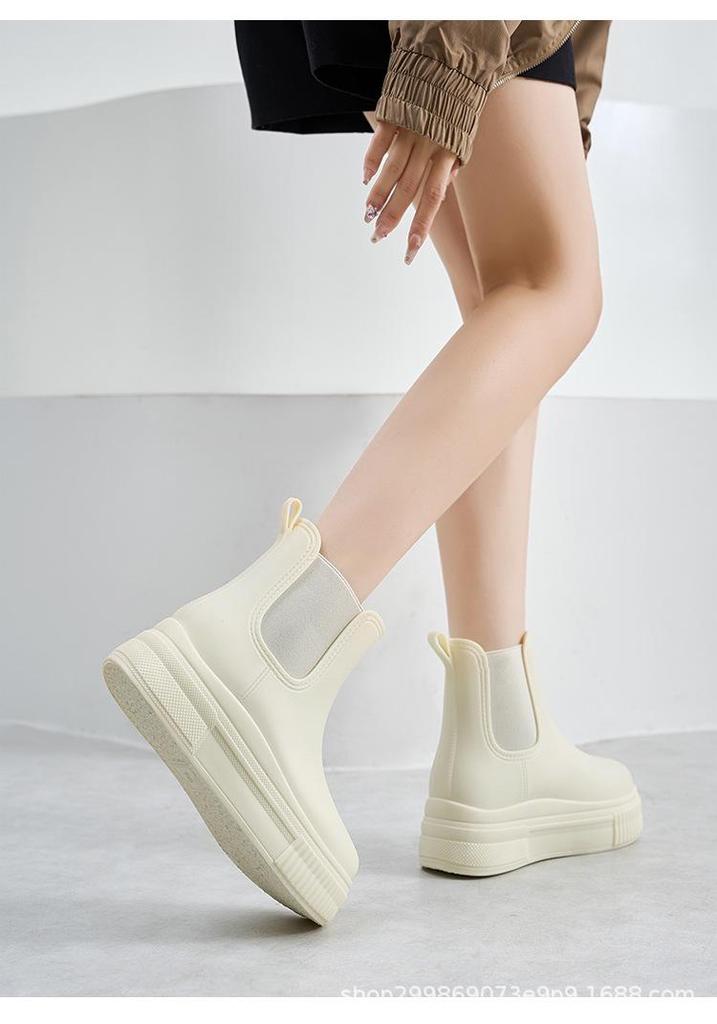 Women's Non-slip Martin Rain Boots - Wear-resistant, Fashionable Short Boots with Thick Rubber Soles for Grocery Shopping