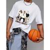 Cotton T Shirt White Horse and Dog Cartoon Print Free Easy Text Casual Wear for Men and Women Streetwear Fashion Summer Outfit