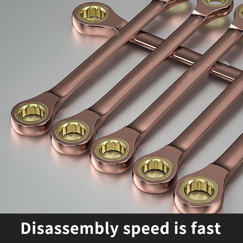 Double Head Ratchet Wrench , 6-27mm Chrome Vanadium Steel, Reversible Combination Spanner for Auto & DIY Repairs