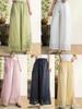 2026 Sommer Damen bestickte Leinen-Hose mit weitem Bein und Kordelzug