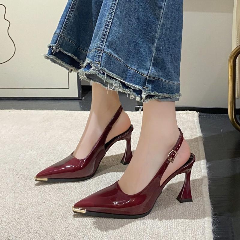 Fashion Summer 2025 New Women Black Fashion Sandals Woman Heels Pumps Sexy Pointed Toe Sandalias Female High Heels Shoes Women