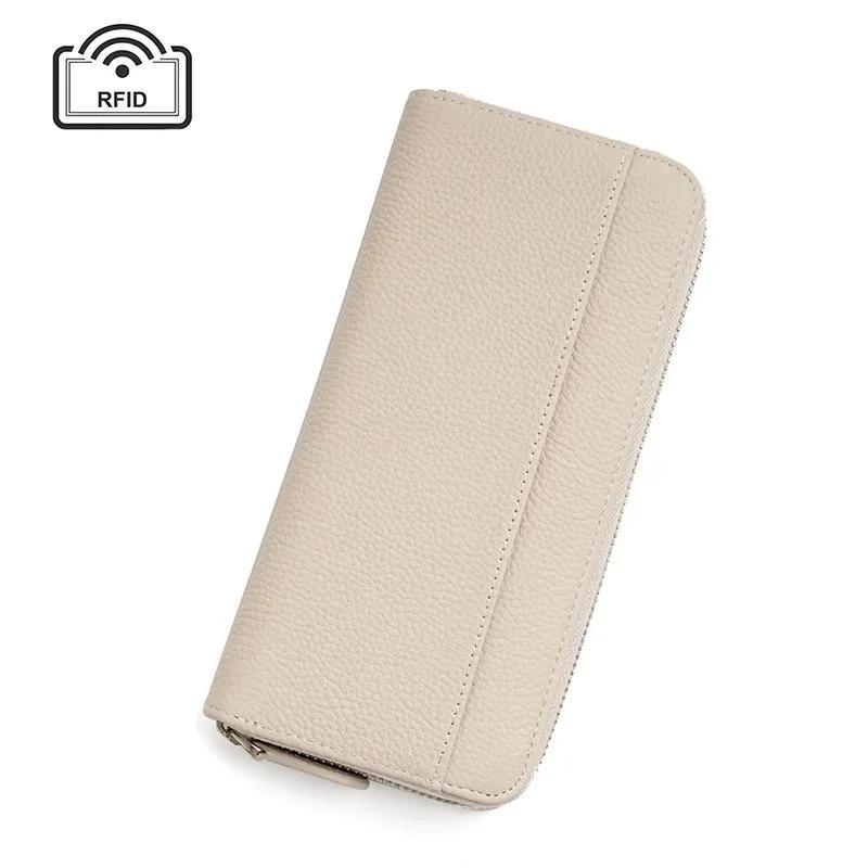 Women's wallet long handheld card holder large capacity multi-card clutch 100% genuine leather luxury zippered coin purse