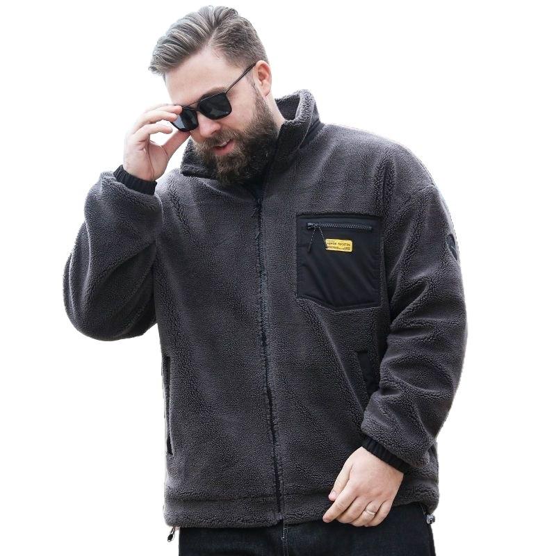 Herren-Fleecejacke in Übergröße – Samtgefüttert, lockere Passform für Herbst und Winter