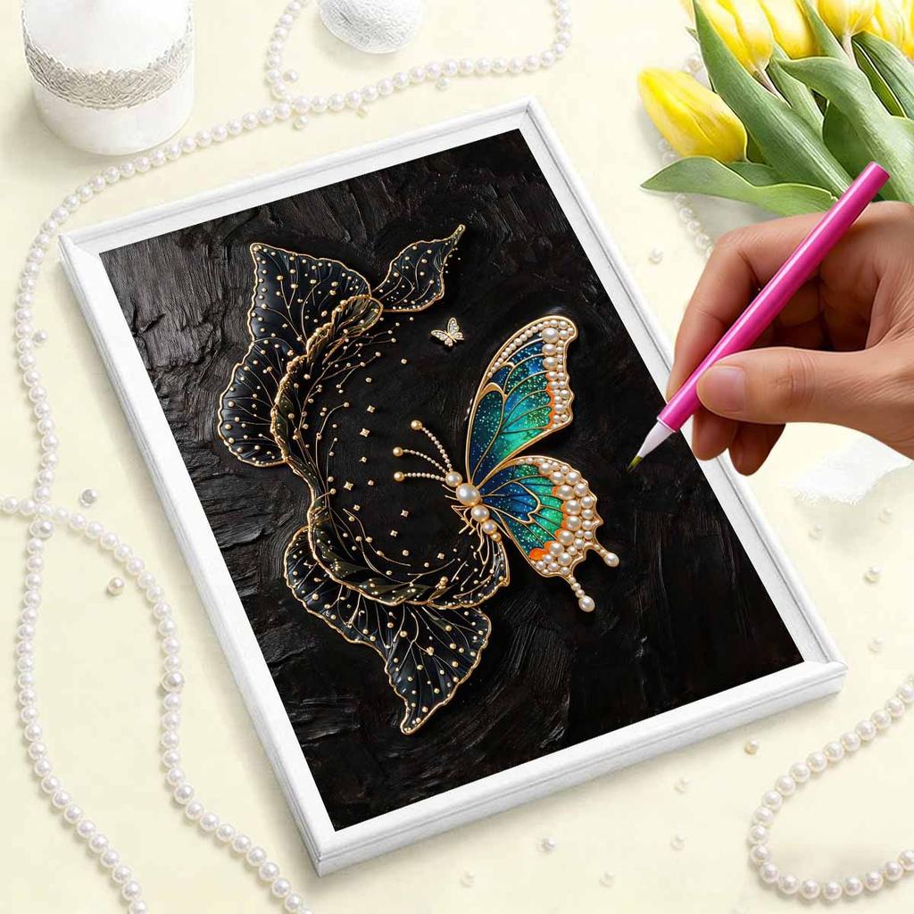 Pearl DIY Butterfly Art Kits 15.7x19.6inch Gem Art Pearl Painting Kits Without Frame for Adults Gift Idea Home Wall Decor