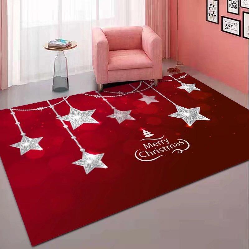 VIKAMA Christmas Living Room Bedroom Printed Carpet Winter Warmth Full Floor Anti-slip Floor Mat Home Decoration