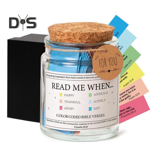 Glas mit Bibelversen „Lies mich, wenn“ – Glas mit Bibelversen – Glas mit täglichem Gebet und Hoffnung – mit 90 Versen – Christliche Geschenke für Frauen und Männer