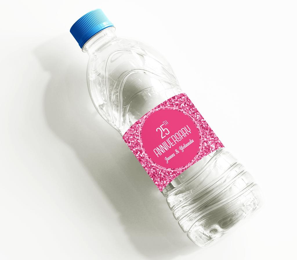 Liebling Souvenir Wasserflaschenetiketten Für Jubiläum Rosa Pailletten Selbstklebend Partykollektion Großartig Für Hochzeitstag - Packung Von