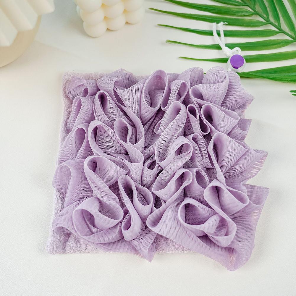 2-In-1 Bath Ball Towel Loofah with Drawstring Closure for Soap Soft Exfoliating Mesh Shower Sponge Skin Care Bathing Tool