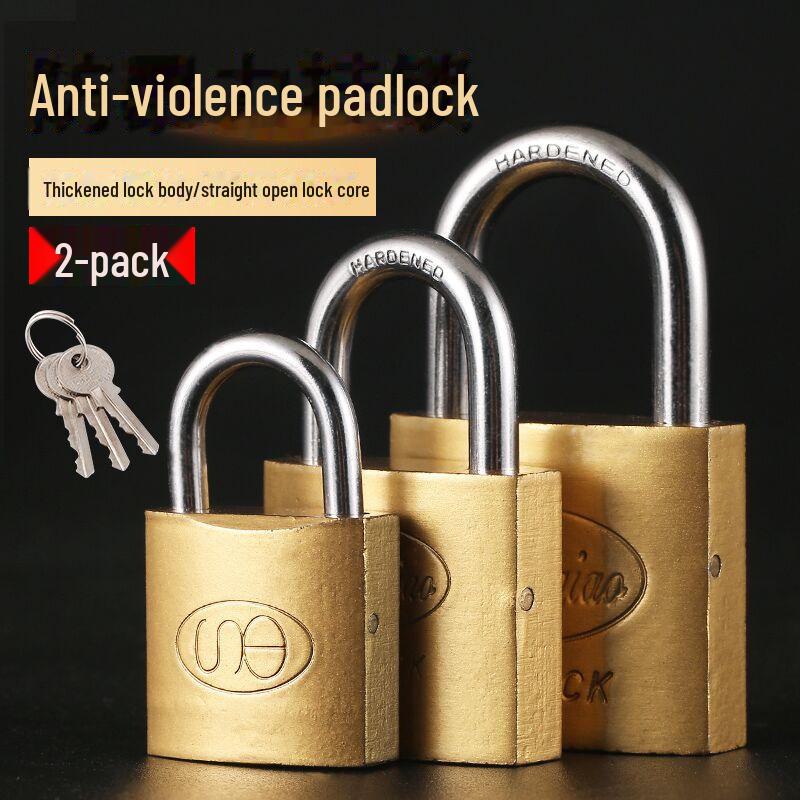 Vintage Copper Security Padlock - Universal Door Lock with Stainless Steel, Anti-Theft, Pure Copper, Chinese Style