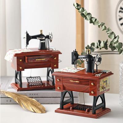 Vintage Sewing Machine Music Box - Home Desktop Decoration, Bedroom Living Room Small Ornament, Sewing Machine Model