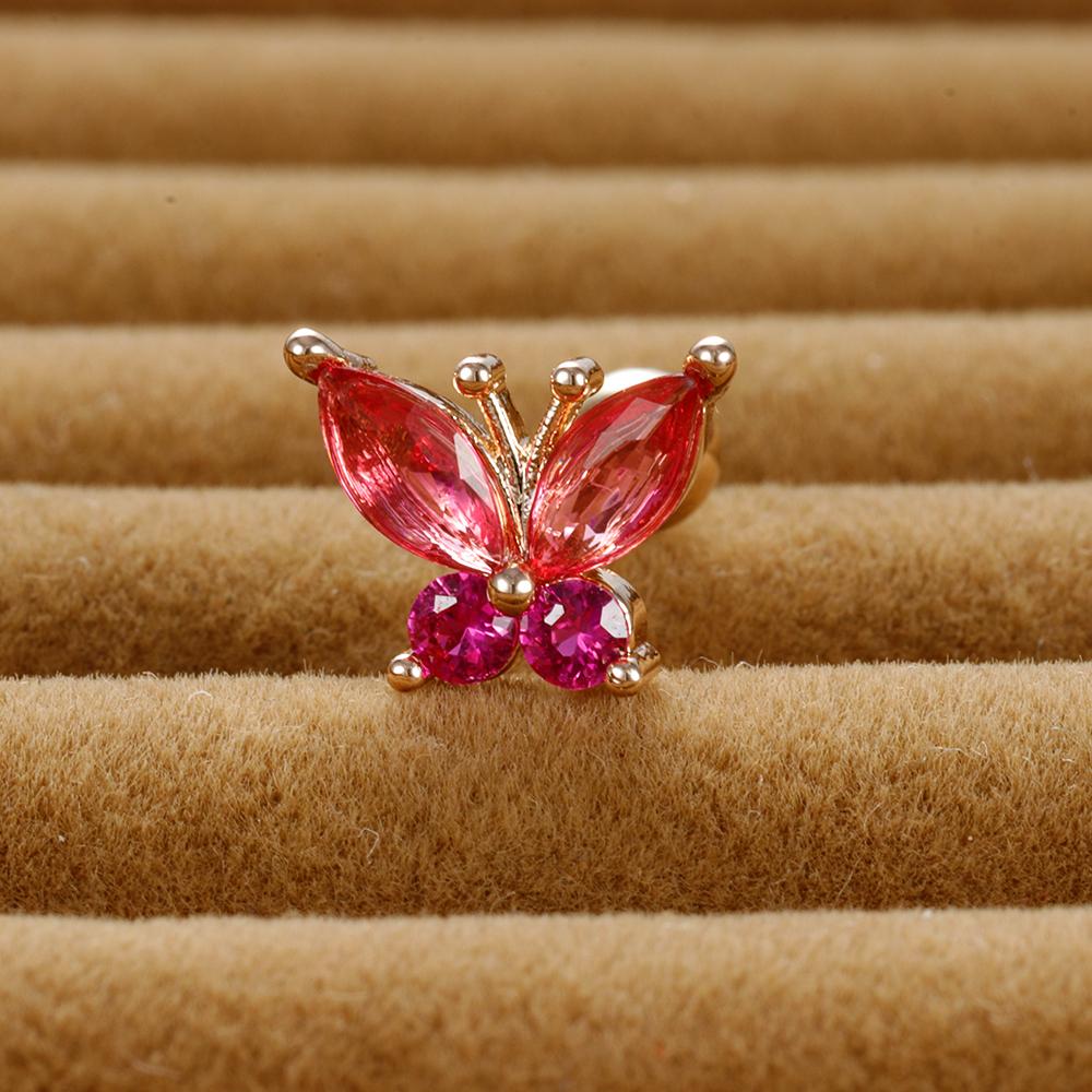 1PC Stainless Steel Tragus Helix Butterfly Piercing Earrings for Women Trendy Cute Pink Zircon Stud Earring Piercing Jewelry