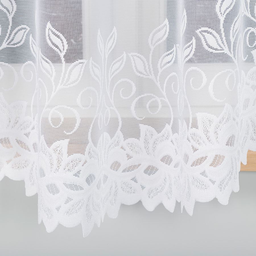 Bastia - Ready-Made Jacquard Curtain With A Cut At The Bottom - 300X180 Cm - White
