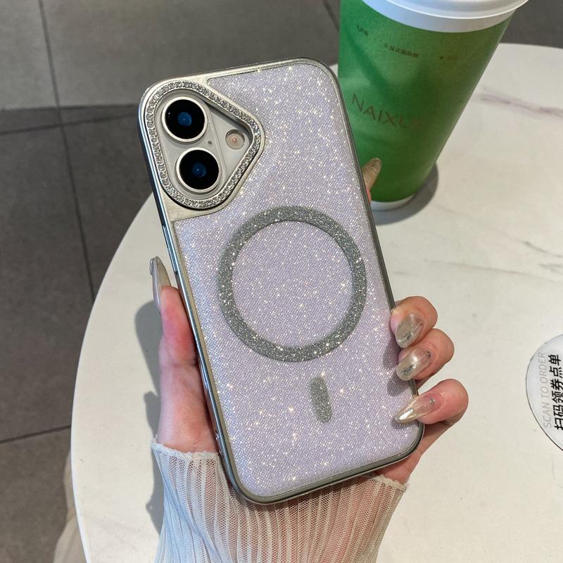 

Розкішний блискучий чохол-цукерка для iPhone 11 12 13 14 15 16 Pro Max Plus Магнітний Бездротова зарядка Ударостійкий Бампер Задні чохли Обкладинка For iPhone 14 Plus білий