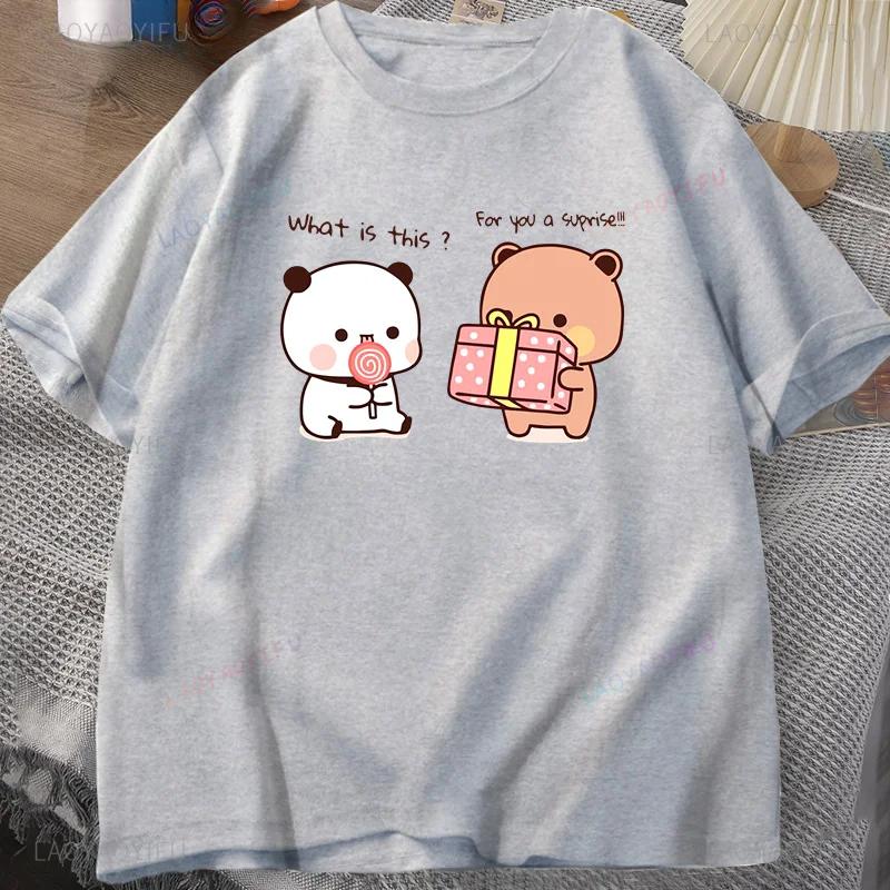 Happy Birthday PANDA BEAR T-shirt Bubu and Dudu Love Graphic T Shirts Harajuku Cotton Short Sleeve Unisex Clothing Couple Outfit