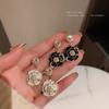 Pearl-set Diamond Drip Oil Camellia Earrings French Retro Niche Versatile Stud Earrings Wholesale