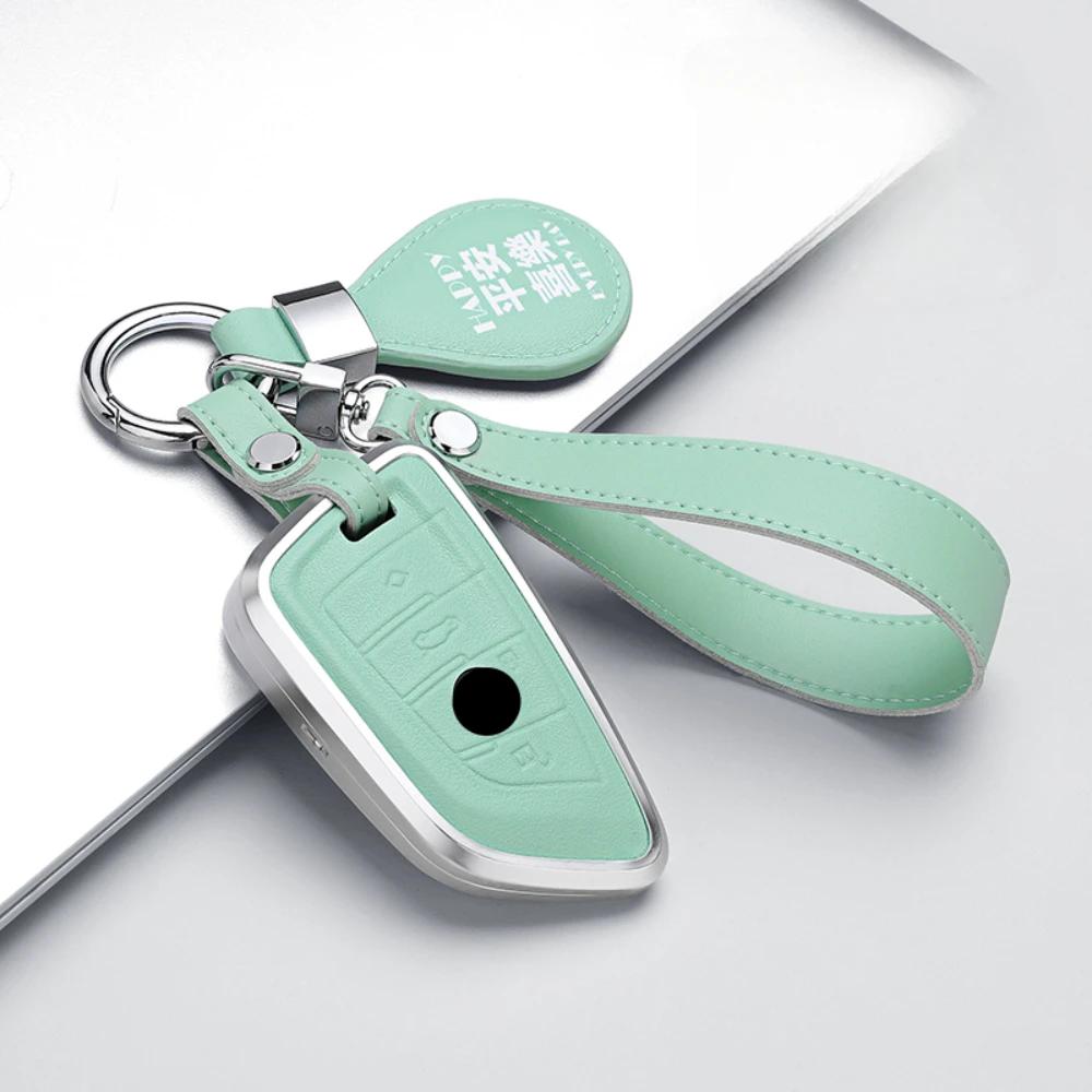 Alloy Leather Car Key Case Cover Shell Protector For Bmw X1 X3 X4 X5 F15 X6 F16 G30 7 Series G11 F48 F39 530 520 525 F30 G38