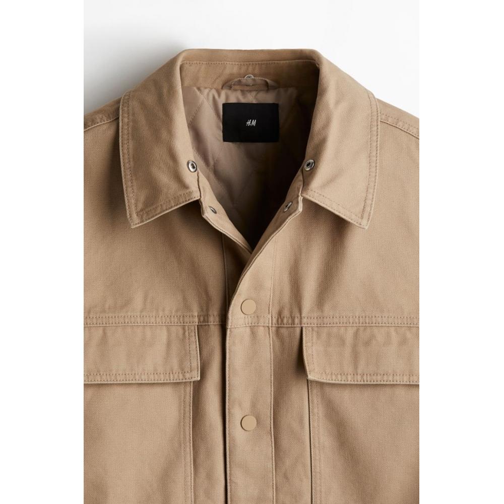 H M Loose Fit Hooded deniM Jacket Beige