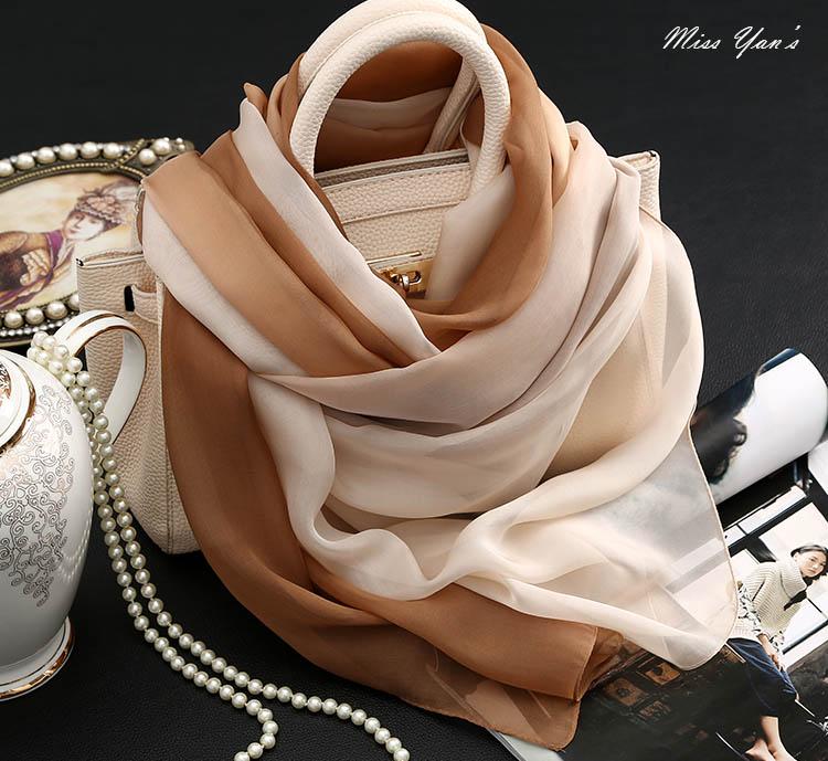 Fimtariah 100% Pure Silk Scarf Ladies New Hangzhou Silk Foulard Femme Real Silk Wraps for Women Print Shawls Vintage Scarves