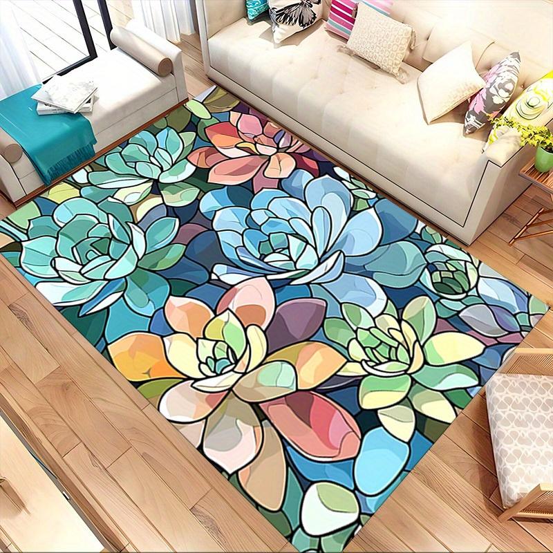 1pc Succulent Garden Themed Rug for Home Decor, Non-slip Office Carpet, Chair mat, Outdoor Mat, Christmas and Halloween gifts-0731122